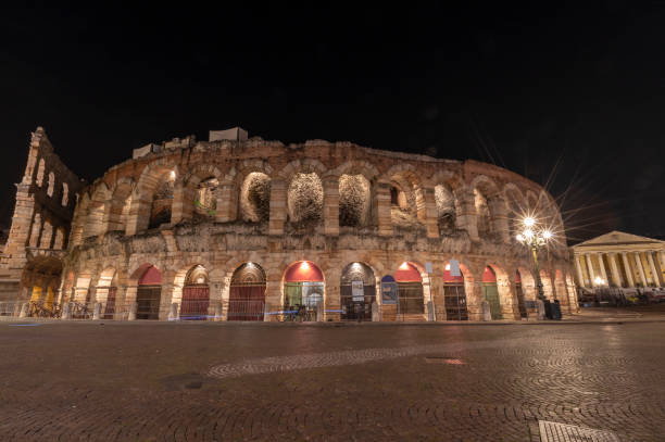 Verona Arena, Roman amphitheater in Verona, Italy. Entrance to the Arena of Verona, Roman amphitheater in Verona, Italy. Opera performances and concerts. verona opera stock pictures, royalty-free photos & images