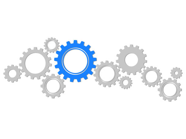 istock Cogwheel symbol. Mechanism.concept process.Infographic header with gray and blue gears on transparent background.eps 1255120109