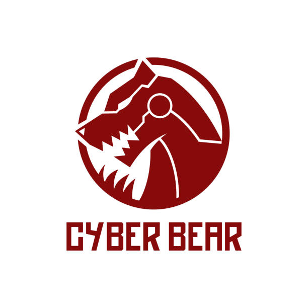 прохладный футуристический кибер медведь с когтями и клыками дизайн - machine teeth illustrations stock illustrations