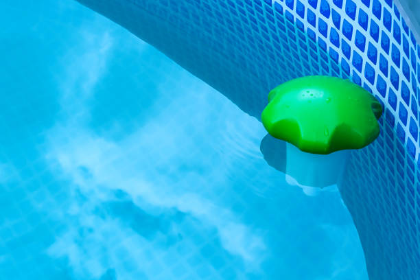 istock Swimming pool pipe technology. Country pool filtration. 1255147201