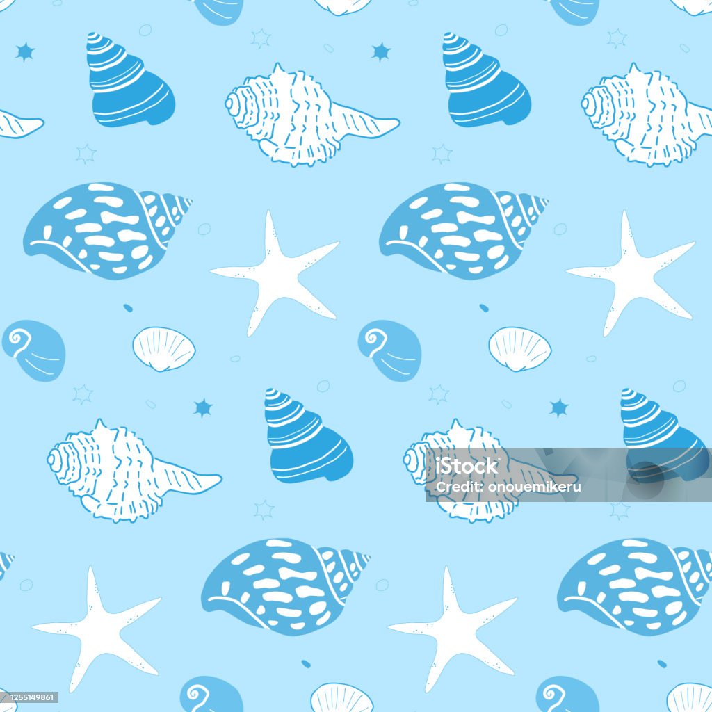 Blue Beach Shell Design Pattern Blue Shells pattern Stock Illustration - Download Image Now - Beach ...
