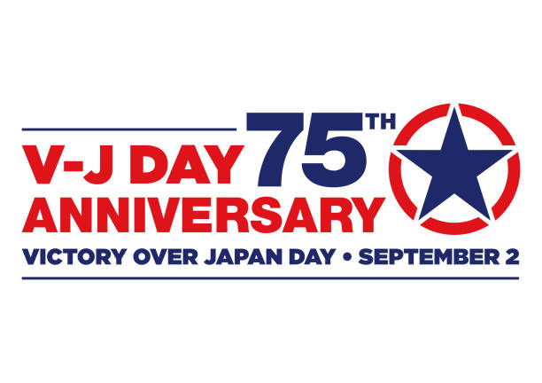 V-J Day 75th Anniversary Logo for the V-J Day 75th Anniversary - september 2 1945, the WII Victory Over Japan Day vj day stock illustrations