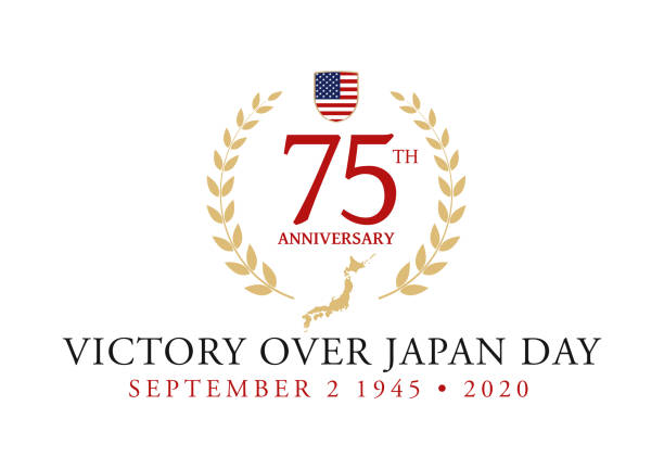 V-J Day 75th Anniversary Logo for the V-J Day 75th Anniversary - september 2 1945, the WII Victory Over Japan Day vj day stock illustrations