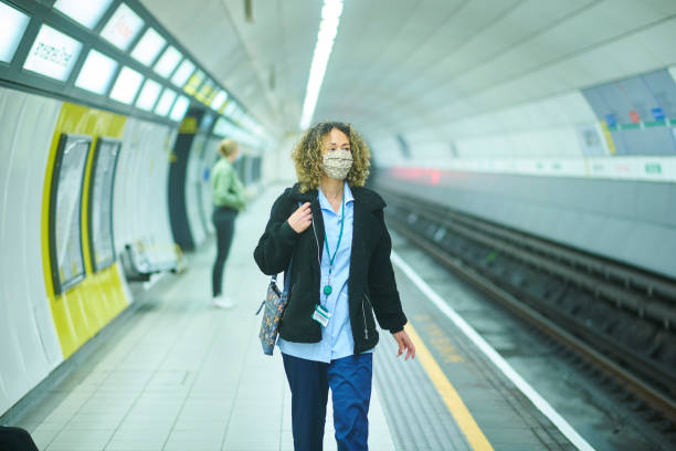 istock underground travel with face mask 1255154719