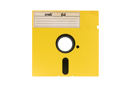 Old retro floppy disks 5.25 on a white background, retro style
