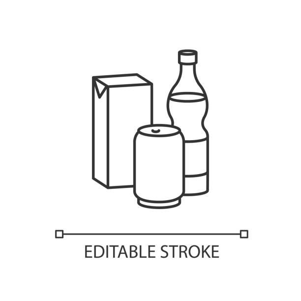 stockillustraties, clipart, cartoons en iconen met drankpixel perfect lineair pictogram - alcoholvrije drank