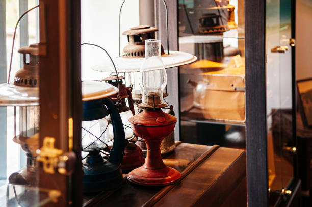 istock Old vintage fueled lanterns or kerosene lantern antique 1255158159