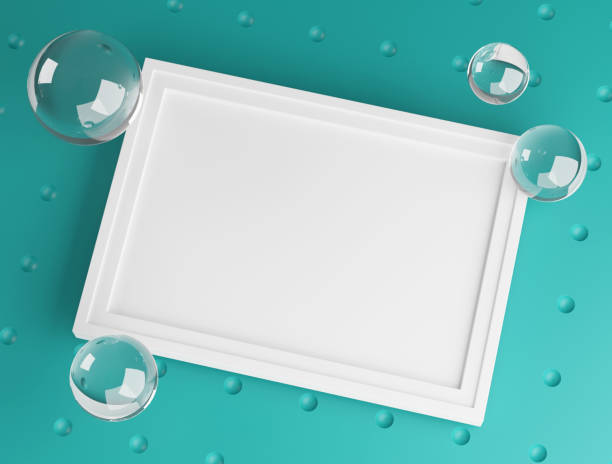 istock Stylish Mock Up Poster Frame Template. Fresh and Minimalist 3D Rendering. Turquoise Background 1255158370
