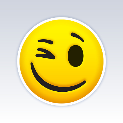Winking emoji face person design.