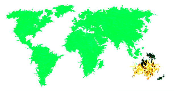 istock Australia on fire. Green planet and burning continent. Ecological disaster. Global warming. 1255161703