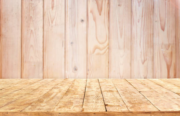istock Scene creator. Mockup. Empty wooden deck table with summer bokeh background. 1255161841