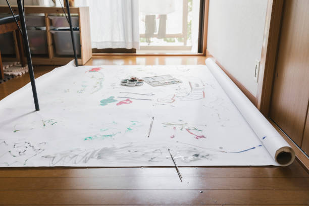 istock Picture painted by kids at home 1255163116