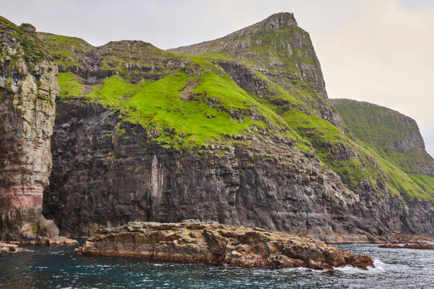istock Picturesque green cliffs landscape and atlantic ocean. Faroe islands. 1255166093