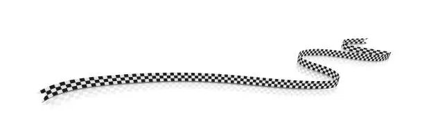 Vector illustration of Checkered racing flag, ribbon. Vector illustration on white