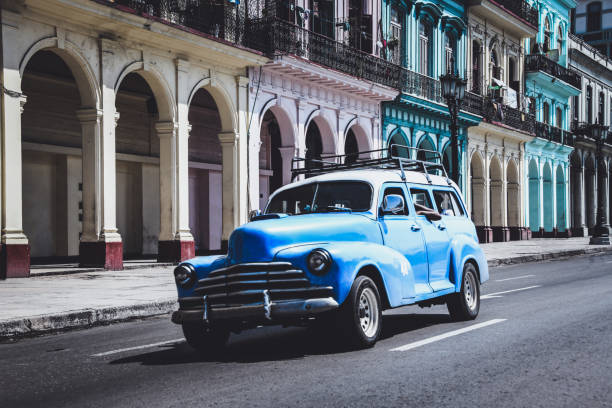 istock Vintage Blue Wagon Car In Havana, Cuba 1255167868