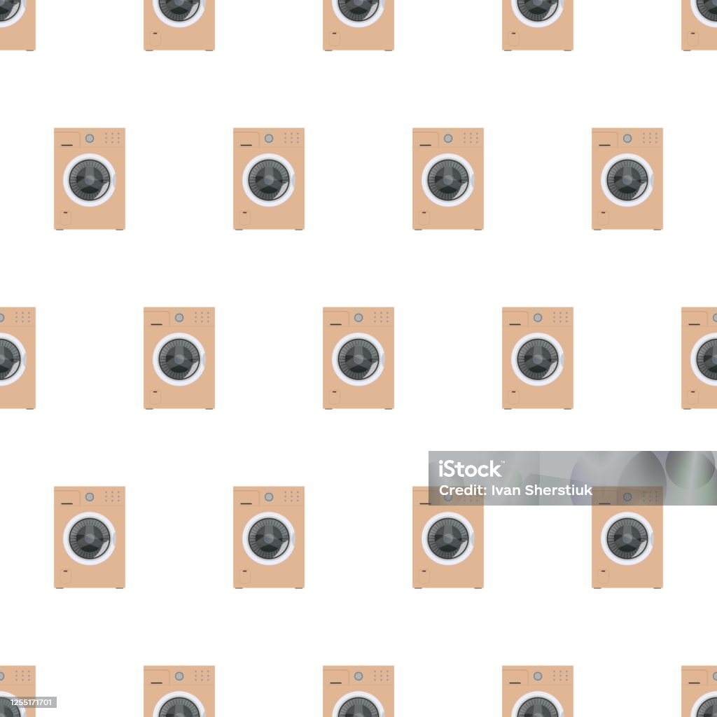 Seamless Pattern With Washing Machine Endless Background With A Pattern ...