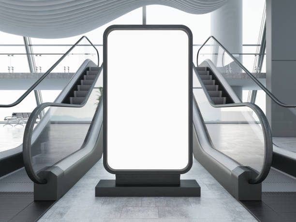 istock Empty Bilboard with Escalator in Airport 1255172210