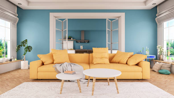 istock Living Room with Sofa and Modern Kitchen 1255173801