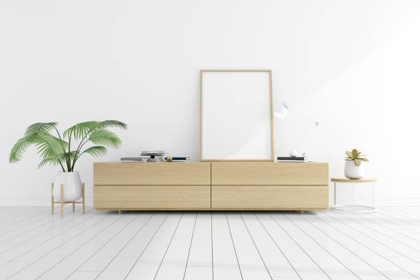 istock Modern interior design with sofa and blank picture frame. 3D rendering. 1255175623