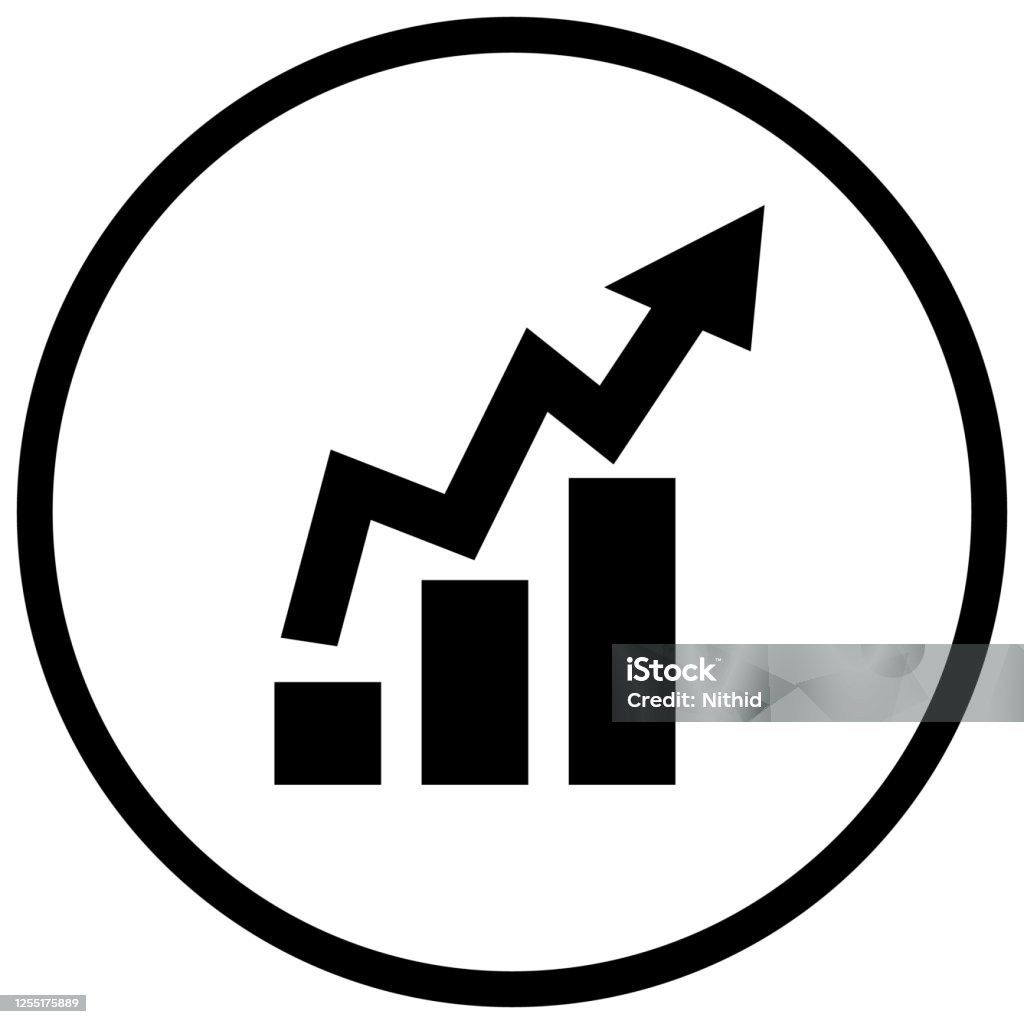 Objects Rising Graph Flat Line Object Of Column Chart With Rising Graph In Circular Shape ...