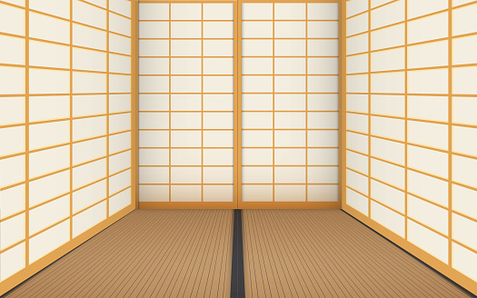 interior of dojo room in japan