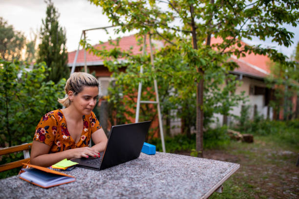 istock Young businesswoman works from home 1255177746