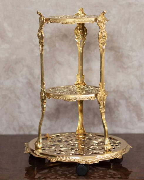 istock Golden luxury tray for home 1255180266