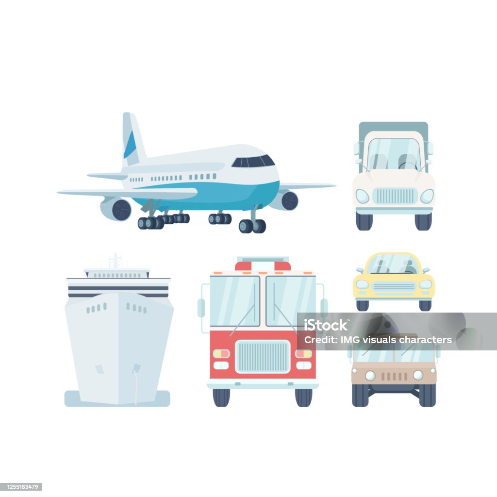 Vehicle Types Vector Vehicle Types Flat Color Vector Objects Set Stock Illustration ...