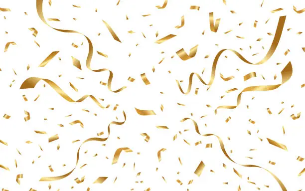Vector illustration of Falling Golden Confetti