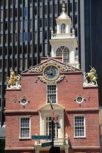 Boston, Massachusetts. Old State House - national landmark on Boston Freedom Trail.