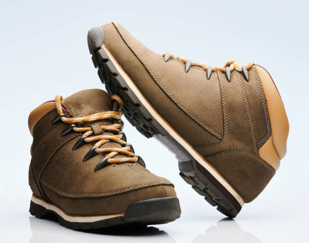 istock Pair of hiking shoes 1255191086