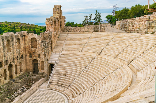 A beautiful shot of the Odeon of Herodes Atticus in Athens, Greece