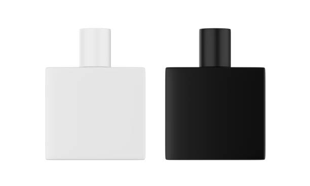 Blank fragrance perfume bottles mockup template on isolated white background, 3d illustration