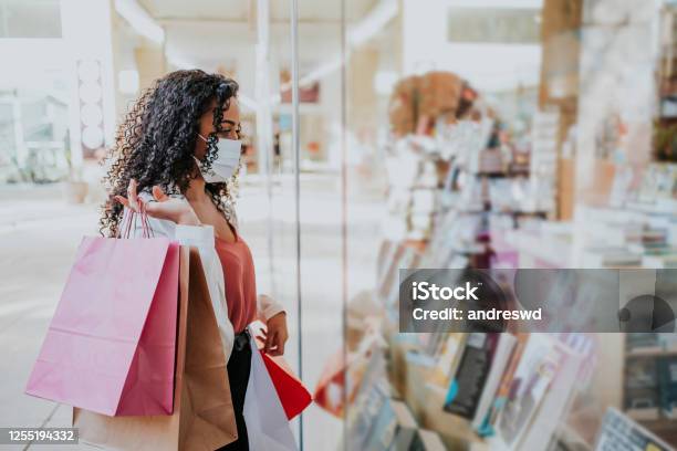 Woman In Shopping Mall With Bags Shopping Stock Photo - Download Image Now - Retail, Shopping, Shopping Mall