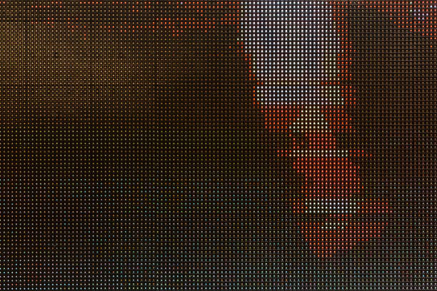 istock Closeup of LED screen with pixels 1255194629