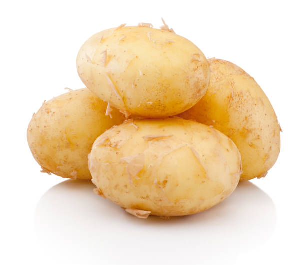 istock Raw potato vegetables isolated on white background 1255196465