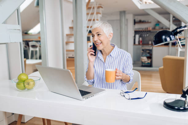 istock Senior entrepreneur having a business call from home 1255199093