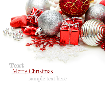 christmas decorations on white background