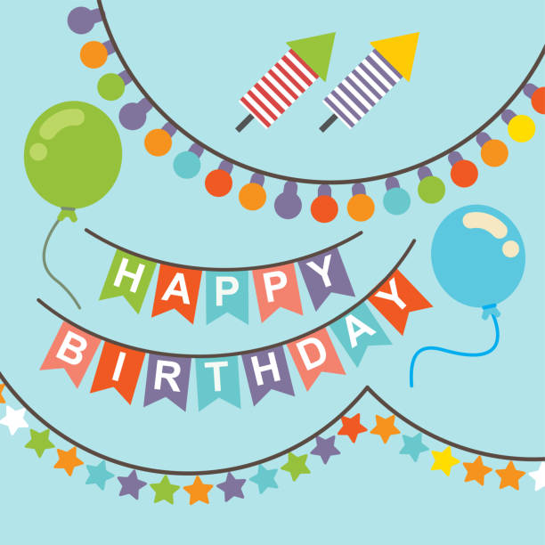 illustrazioni stock, clip art, cartoni animati e icone di tendenza di set di decorazione per feste di compleanno - ribbon nobody cupcake celebration
