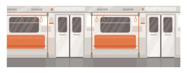 Vector illustration of Train interior semi flat vector illustration