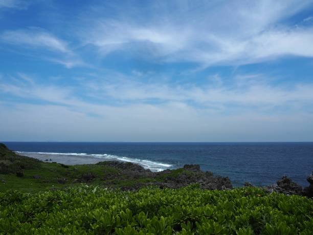 Panoramic seascape from Cape Hedo, the north end of Okinawa main island (Kunigami-son, Kunigami-gun, Okinawa, Japan)