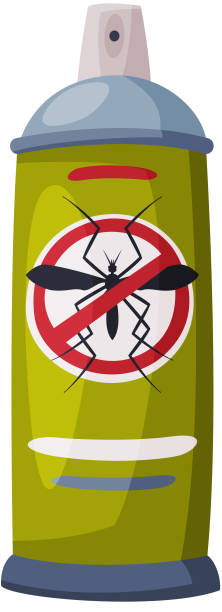 istock Spray Can of Mosquito Insecticide, Pest Control and Extermination Concept Vector Illustration on White Background 1255215460