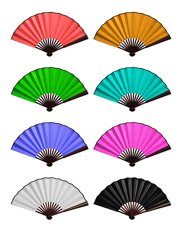 Chinese Fan theme in various colours full spread open wide for decoration.