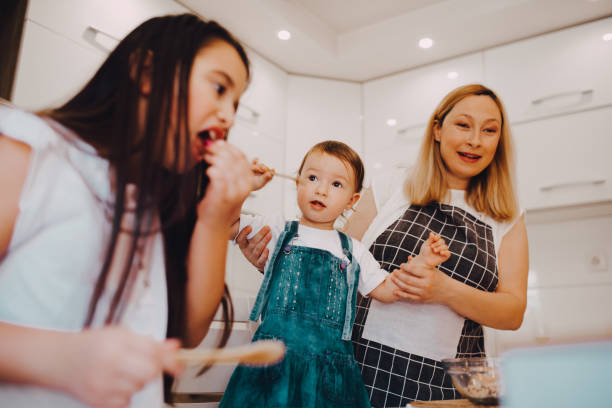 istock Party in the kitchen with children 1255219070