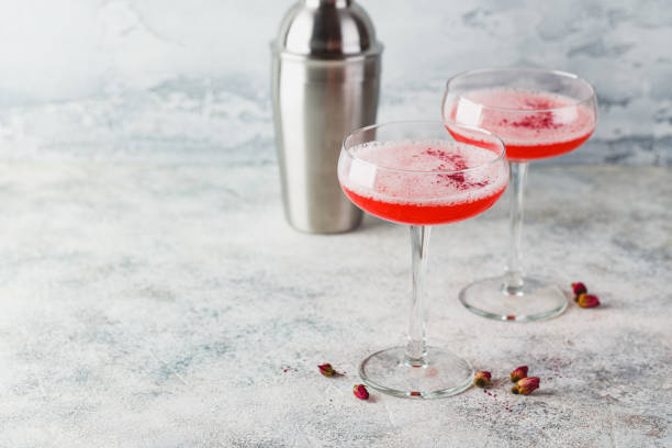 istock Pink Raspberry Cocktail in drink glass 1255220198