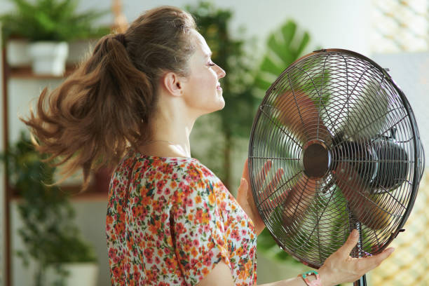 istock smiling modern 40 years old woman fanning herself 1255220691