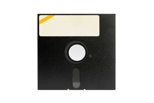 istock Old retro floppy disks 5.25 on a white background 1255221906
