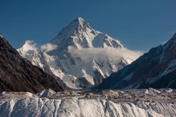 K2, Pakistan K2 second highest mountain in the world k2 mountain panorama stock pictures, royalty-free photos & images