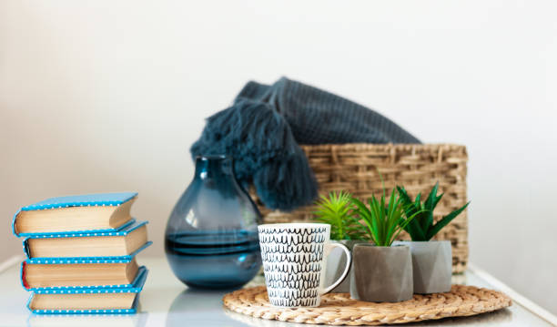 istock Cozy home interior decor: a stack of books 1255225681