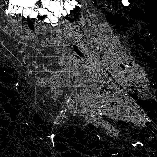 산호세, 캘리포니아, 미국 벡터지도 - map san francisco bay area california cartography stock illustrations